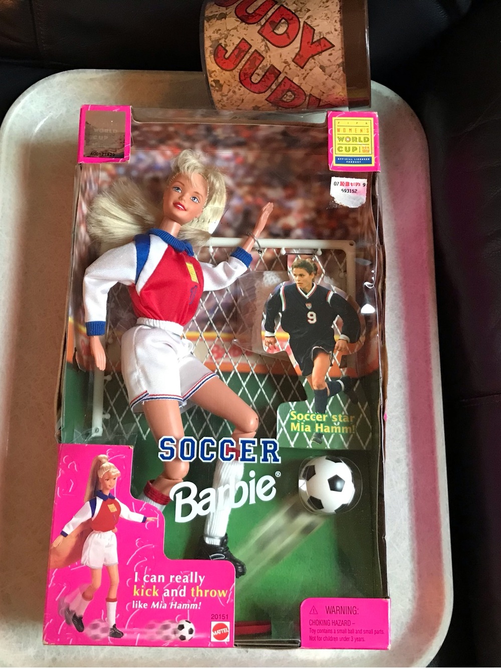 1998 Barbie Soccer Doll in White, Red & Blue Jersey